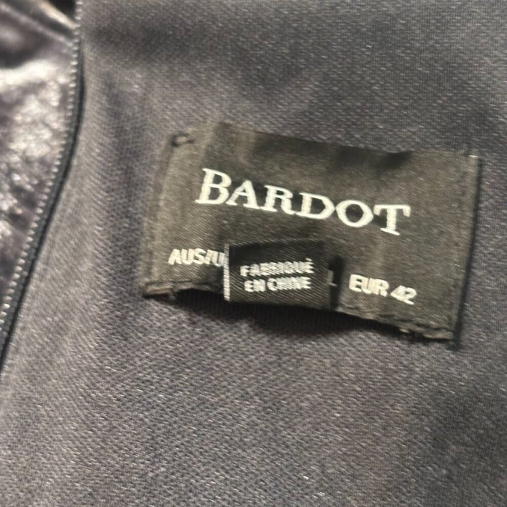 BARDOT Charcoal Black Velvet Dress with Long Sleeves - Size Large - Picture 9 of 11